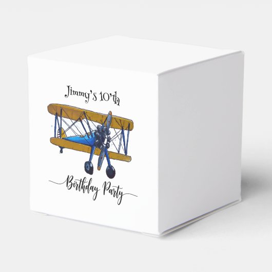 Boys birthday party with blue and yellow biplane フェイバーボックス (裏面サイド)