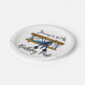 Boys birthday party with blue and yellow biplane ペーパープレート (アングル)