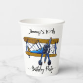 Boys birthday party with blue and yellow biplane 紙コップ (裏面)
