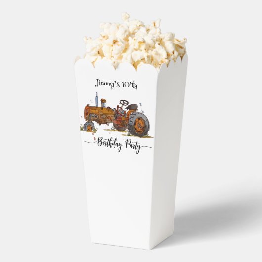 Boys birthday party with tractor design popcorn  フェイバーボックス (はじけた状態)