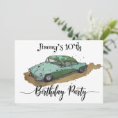 Boys birthday party with Two-tone sedan 招待状 (スタンド正面)