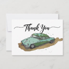 Boys birthday party with two toned sedan サンキューカード