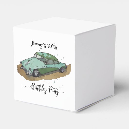 Boys birthday party with two toned sedan フェイバーボックス (裏面サイド)