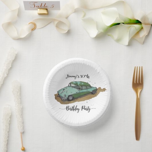 Boys birthday party with two toned sedan ペーパーボウル (ウェディング)