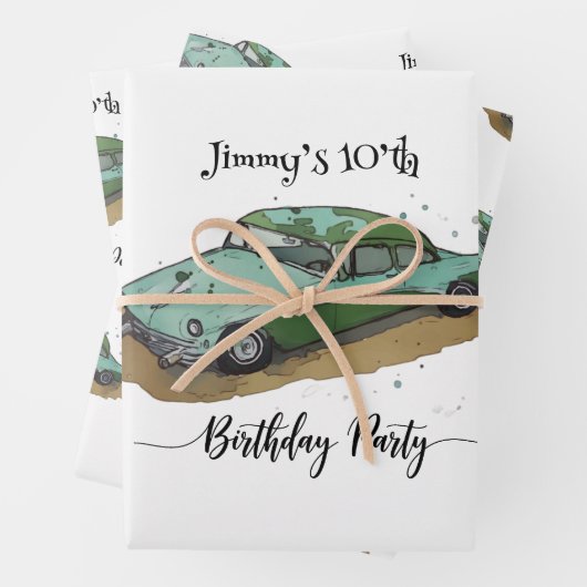 Boys birthday party with two toned sedan ラッピングペーパーシート (インサイチュ)