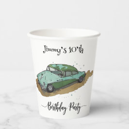 Boys birthday party with two toned sedan 紙コップ