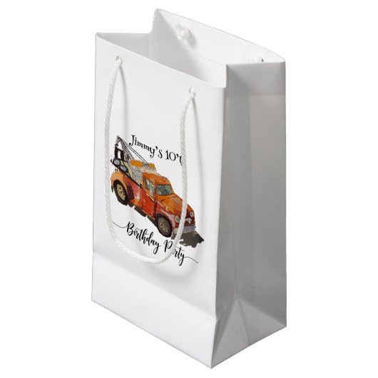 Boys birthday party with wrecker スモールペーパーバッグ (正面アングル)