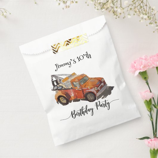 Boys birthday party with wrecker フェイバーバッグ (封をした状態)
