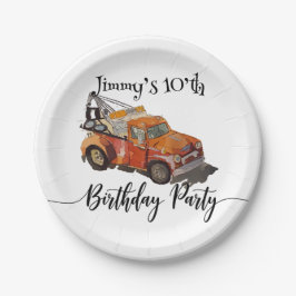 Boys birthday party with wrecker ペーパープレート