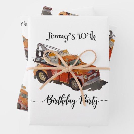 Boys birthday party with wrecker ラッピングペーパーシート (インサイチュ)