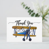 Boys birthday party with yellow and blue biplane サンキューカード (スタンド正面)
