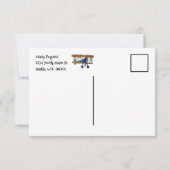 Boys birthday party with yellow and blue biplane サンキューカード (裏面)