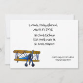 Boys birthday party with yellow and blue biplane 招待状 (裏面)