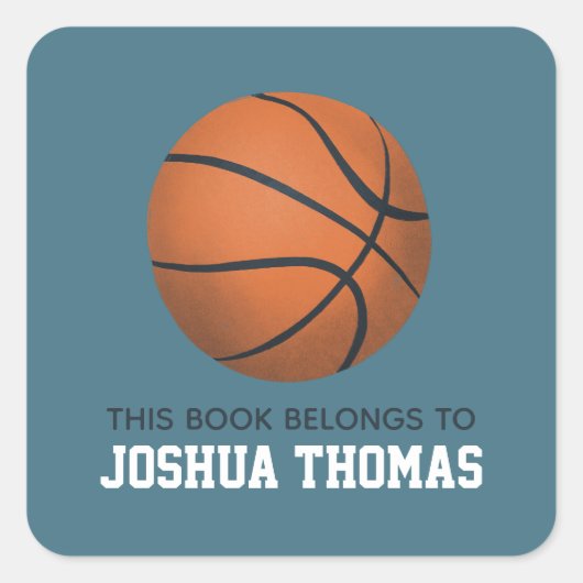 Boys Blueこの本はバスケットボールの子供たちだ スクエアシール (正面)