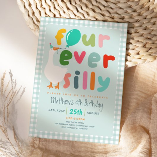 Boys Blue “Four Ever Silly” Goose 4th Birthday 招待状