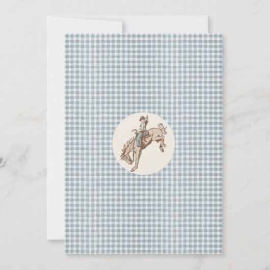 Boys Blue Gray Twins First Rodeo 1st Birthday 招待状 (裏面)