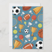 Boys Blue Sports Theme Birthday Party 招待状 (裏面)
