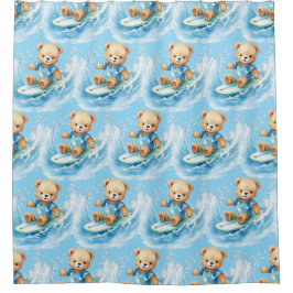 Boy's Blue Teddy Bearシャワーカーテン シャワーカーテン