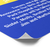 Boys Blue Yellow Keepsake写真誕生ポスター ポスター (角)