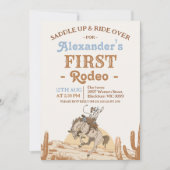 Boys Brown Bronco Cowboy First Rodeo 1st Birthday 招待状 (正面)