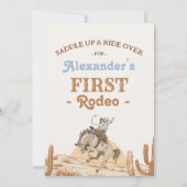 Boys Brown Bronco Cowboy First Rodeo 1st Birthday 招待状 (裏面)