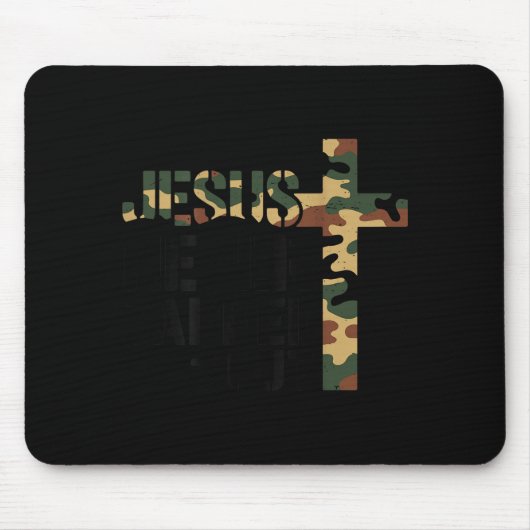 Boys Camo Christian Wrestling Jesus Never Tapped O マウスパッド (正面)