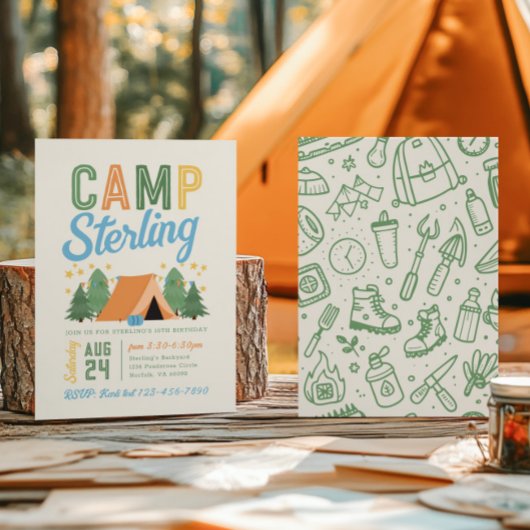 Boy's Camping Birthday Invitation 招待状