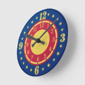 Boys Circus Wall Clock | Primary Colors Stars ラウンド壁時計 (傾斜)