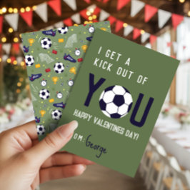 Boys Classroom Soccer Football Valentines Card  招待状