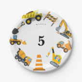 Boys Construction Birthday Party Theme ペーパープレート (正面)