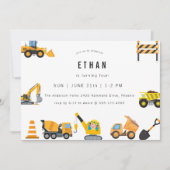 Boys Construction Birthday Party Theme  招待状 (正面)