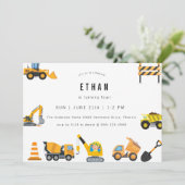 Boys Construction Birthday Party Theme  招待状 (スタンド正面)