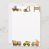 Boys Construction Birthday Party Theme  招待状 (裏面)