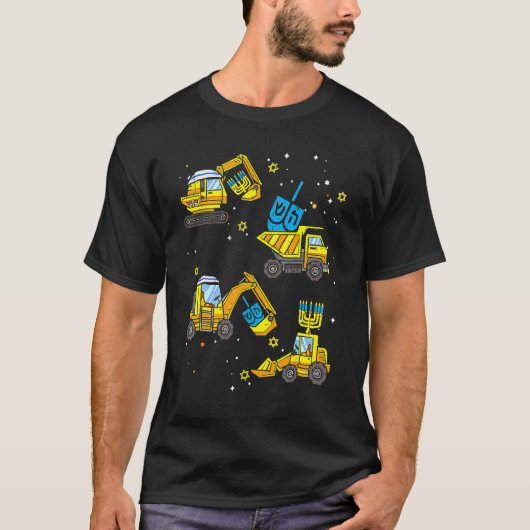 Boys Construction Vehicle Hanukkah Jewish Boys Kid Tシャツ (正面)
