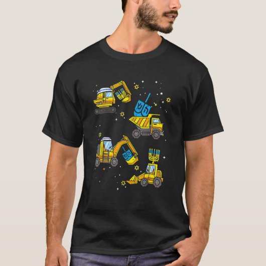 Boys Construction Vehicle Hanukkah Jewish Boys Kid Tシャツ (正面)