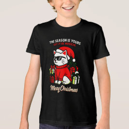 Boys' Cool Cat Christmas Cozy Holiday Gift トライブレンドTシャツ