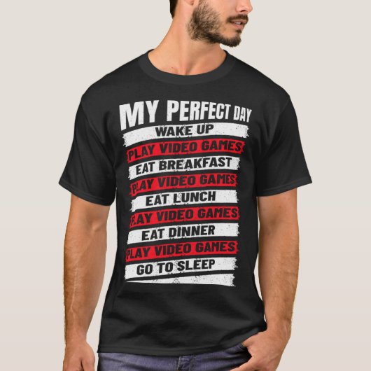 Boys Cool Gamer My Perfect Day Video Games Tシャツ (正面)