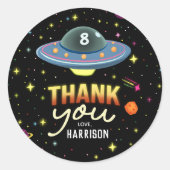 Boys Cool Neon Space Birthday Favor ラウンドシール (正面)