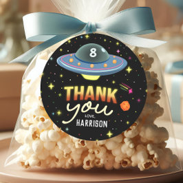 Boys Cool Neon Space Birthday Favor ラウンドシール