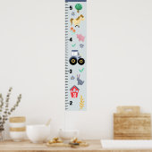 Boys Cute Blue Farm Tractor Growth Chart ポスター (キッチン)