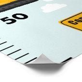 Boys Cute Construction Transport Growth Chart ポスター (角)