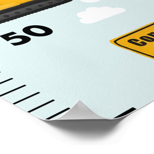 Boys Cute Construction Transport Growth Chart ポスター (角)