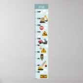 Boys Cute Construction Transport Growth Chart ポスター (正面)