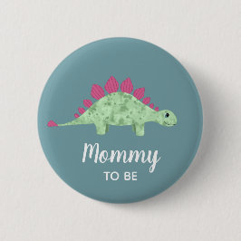 Boys Cute Dinosaur Mommy to Be Baby Shower 缶バッジ