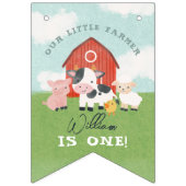 Boys Cute Farm 1st Birthday Milestone Photo バンティングフラッグ (第1の旗)