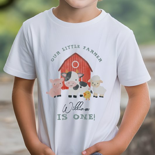 Boys Cute Farm Animal Kids Birthday ベビーTシャツ