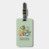 Boys Cute Green Dinosaur Kids ラゲッジタグ (正面縦)