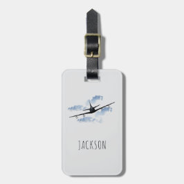 Boys Cute Grey Black Kids Airplane Travel  ラゲッジタグ