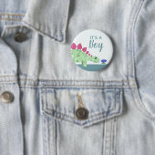 Boys Cute It's a Boy Dinosaur Baby Shower 缶バッジ (インサイチュ)
