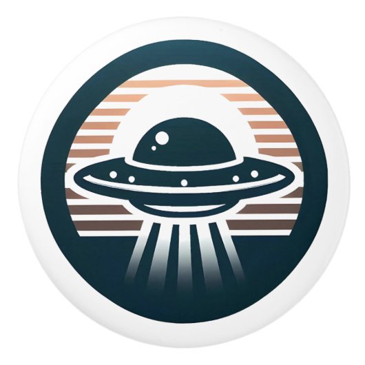 Boys' Cute Minimalist UFO at Sunset セラミックノブ (正面)